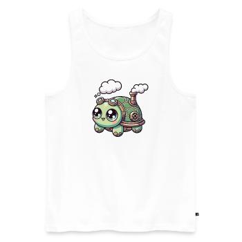 Kawaii Steampunk tortue Fantasy tortue - Débardeur bio Premium Homme - blanc - Devant - Michal (187cm)