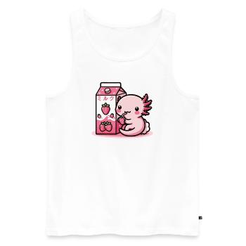 Axolotl lait de fraise rétro kawaii japon axolotl - Débardeur bio Premium Homme - blanc - Devant - Michal (187cm)
