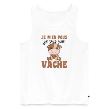 Je m'en fous je suis une vache - süße Kuh - Männer Premium Bio Tank Top - Weiß - Vorne - Michal (187cm)