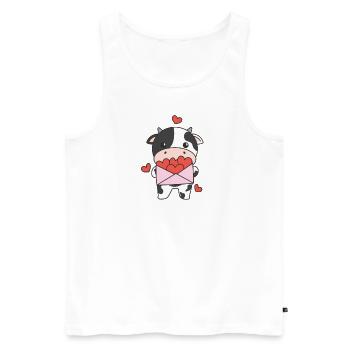 Kuh zum Valentinstag süße Tiere mit Herzen - Männer Premium Bio Tank Top - Weiß - Vorne - Michal (187cm)