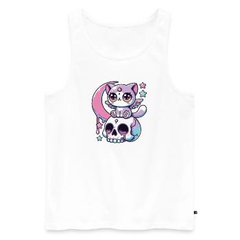 Kawaii Gothic Katze Pastellfarben Gothic Goth - Männer Premium Bio Tank Top - Weiß - Vorne - Michal (187cm)