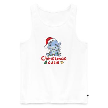 Dino Weihnachten Dinos Christmas Cutie - Men's Premium Organic Tank Top - white - Front - Michal (187cm)