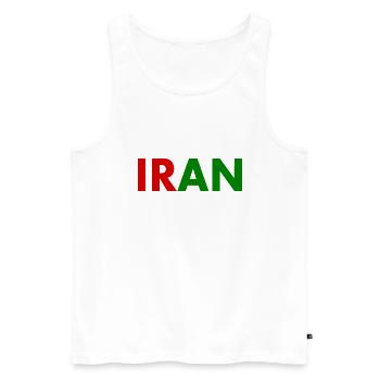 Iran - Men's Premium Organic Tank Top - white - Front - AI Model Male 178 light (178cm)