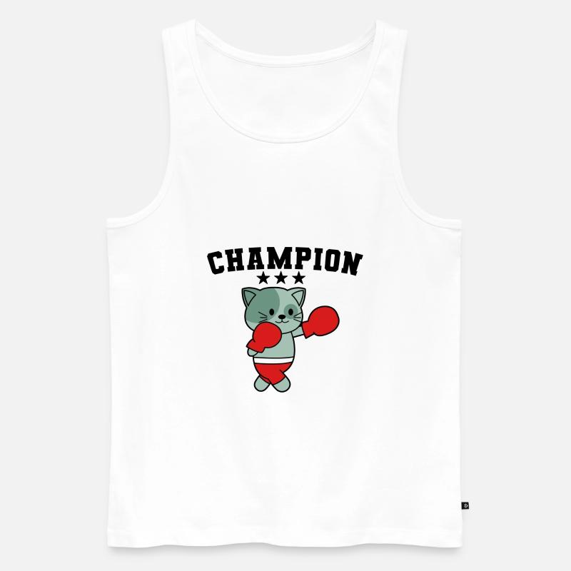 Champion boxende Katze - Männer Premium Bio Tank Top - Weiß