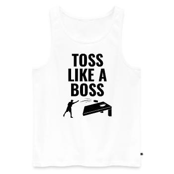 Cornhole Bean Bag Toss Outdoor Rasen Spiel Lustig - Männer Premium Bio Tank Top - Weiß - Vorne - Michal (187cm)