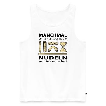 Nudeln statt Sorgen machen - Männer Premium Bio Tank Top - Weiß - Vorne - Michal (187cm)