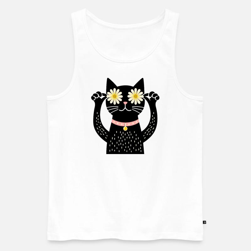 Katze und gänseblümchen - Männer Premium Bio Tank Top - Weiß
