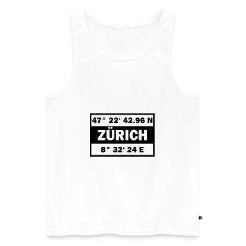 Zurich coordonne la Suisse Ville de Zurich - Débardeur bio Premium Homme - blanc - Devant - Michal (187cm)