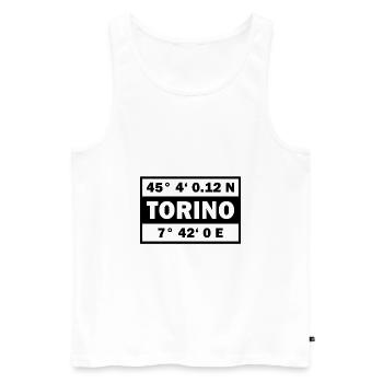 Coordonnées Turin Ville de Turin - Débardeur bio Premium Homme - blanc - Devant - Michal (187cm)