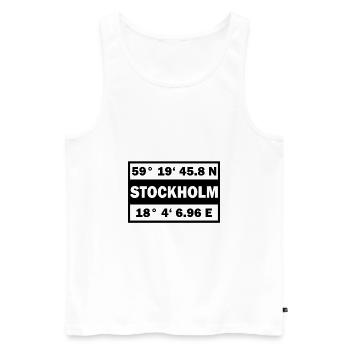 Stockholm coordonne la ville de Stockholm - Débardeur bio Premium Homme - blanc - Devant - Michal (187cm)