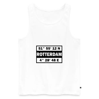 Rotterdam Koordinaten Stadt Rotterdam - Männer Premium Bio Tank Top - Weiß - Vorne - Michal (187cm)