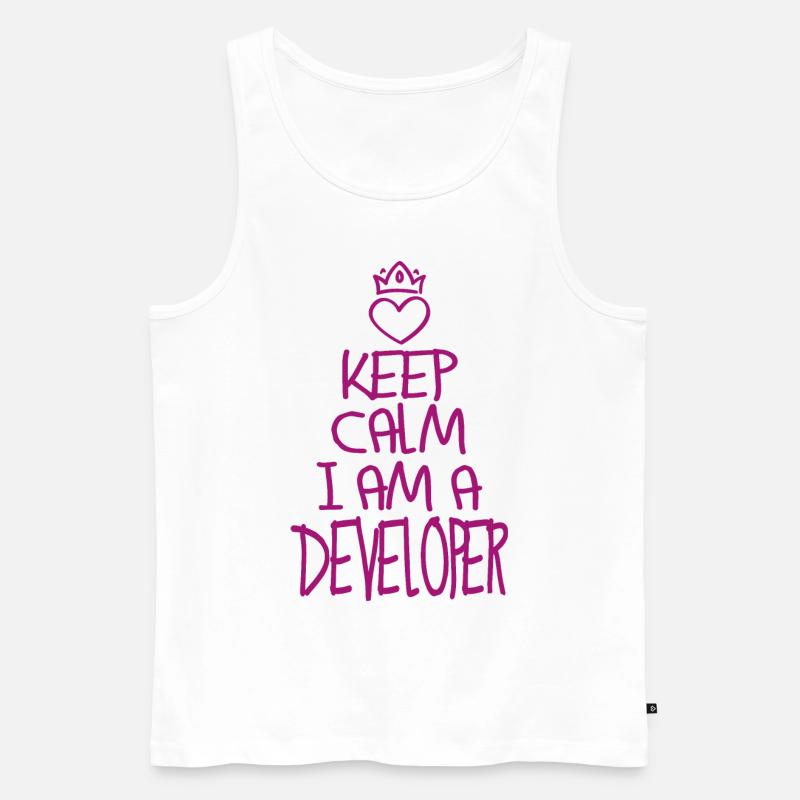 Keep Calm Softwareentwickler cool Geschenk - Männer Premium Bio Tank Top - Weiß