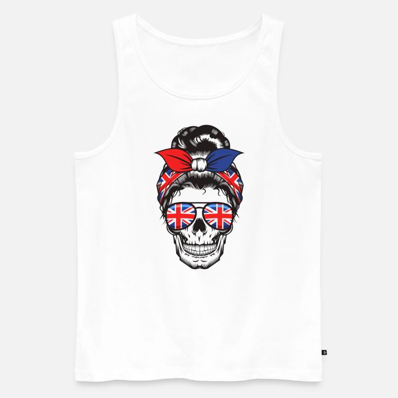 Skull Mom Brite - Männer Premium Bio Tank Top - Weiß