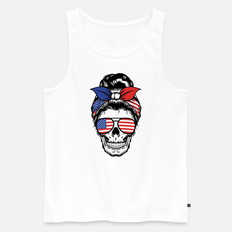 Schädel Mama Usa - Männer Premium Bio Tank Top - Weiß