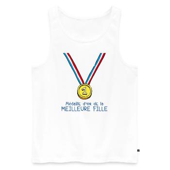 T-shirt Médaille d'or de la meilleure fille - Débardeur bio Premium Homme - blanc - Devant - Michal (187cm)