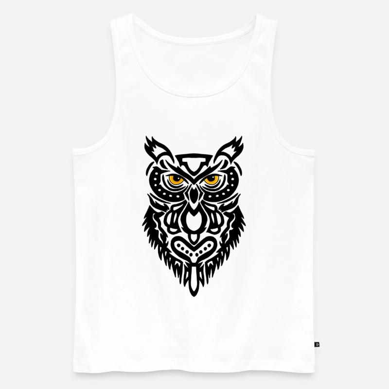 Der Blick der schwarzen Eule - Männer Premium Bio Tank Top - Weiß