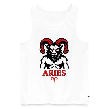 Aries Sternzeichen mit Hörnersymbol - Männer Premium Bio Tank Top - Weiß - Vorne - AI Model Male 178 light (178cm)