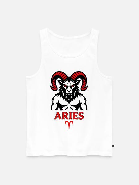 Aries Sternzeichen mit Hörnersymbol - Männer Premium Bio Tank Top - Weiß