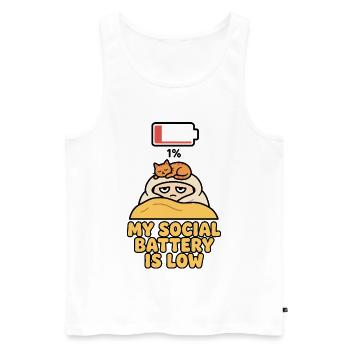 My Social Battery Is Low Katze - Männer Premium Bio Tank Top - Weiß - Vorne - Michal (187cm)