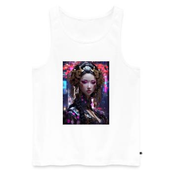 Neo-Geisha: Cyberpunk Anime Style - Débardeur bio Premium Homme - blanc - Devant - Michal (187cm)