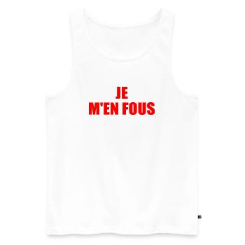 je m'en fous - Débardeur bio Premium Homme - blanc - Devant - AI Model Male 178 light (178cm)