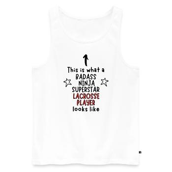 Das ist es, was ein Badass, Ninja, Superstar, Lacrosse - Männer Premium Bio Tank Top - Weiß - Vorne - Michal (187cm)