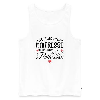 Je Suis Une Maitresse, Mais Aussi Une Princesse - Débardeur bio Premium Homme - blanc - Devant - Michal (187cm)