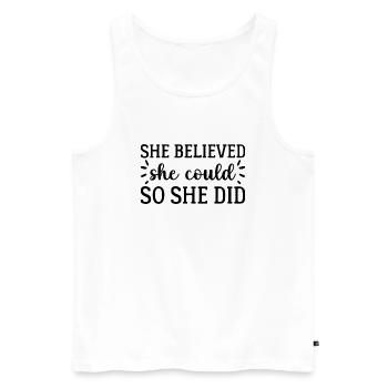 She Believed - Débardeur bio Premium Homme - blanc - Devant - Michal (187cm)