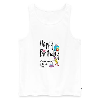 Grand-mère, je t'aime. Joyeux anniversaire - Débardeur bio Premium Homme - blanc - Devant - Michal (187cm)