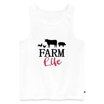 La vie à la ferme fermier fermier vache poulet - Débardeur bio Premium Homme - blanc - Devant - AI Model Male 178 light (178cm)