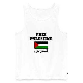 Free palestine - Débardeur bio Premium Homme - blanc - Devant - Michal (187cm)