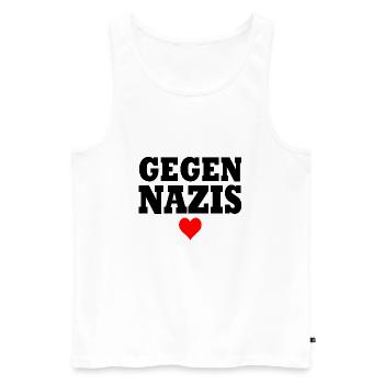 Gegen nazis - Männer Premium Bio Tank Top - Weiß - Vorne - Michal (187cm)