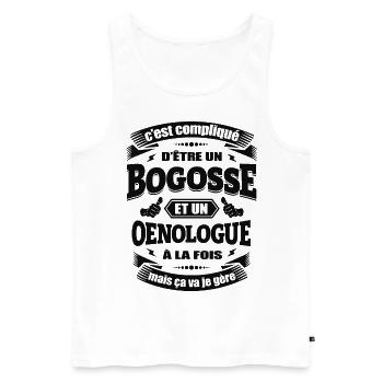 BOGOSSE ET ŒNOLOGUE - Débardeur bio Premium Homme - blanc - Devant - Michal (187cm)