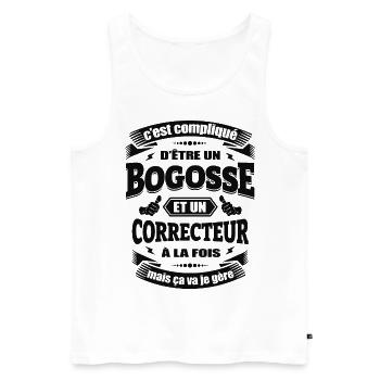 BOGOSSE ET CORRECTEUR - Débardeur bio Premium Homme - blanc - Devant - AI Model Male 178 light (178cm)