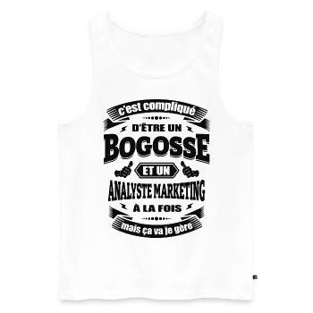 BOGOSSE ET ANALYSTE MARKETING - Débardeur bio Premium Homme - blanc - Devant - Michal (187cm)