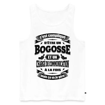 BOGOSSE ET CHARGE DE COMMUNICATION - Débardeur bio Premium Homme - blanc - Devant - Michal (187cm)