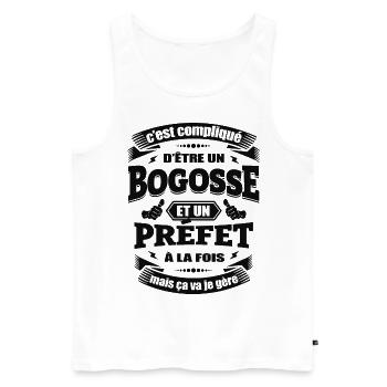 BOGOSSE ET PRÉFET - Débardeur bio Premium Homme - blanc - Devant - Michal (187cm)