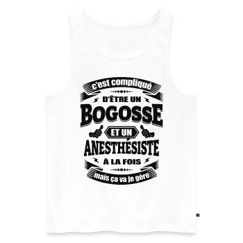 BOGOSSE ET ANESTHÉSISTE - Débardeur bio Premium Homme - blanc - Devant - Michal (187cm)