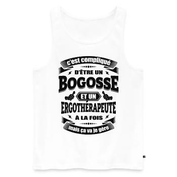 BOGOSSE ET ERGOTHÉRAPEUTE - Débardeur bio Premium Homme - blanc - Devant - Michal (187cm)