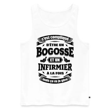 BOGOSSE ET INFIRMIER - Débardeur bio Premium Homme - blanc - Devant - AI Model Male 178 light (178cm)