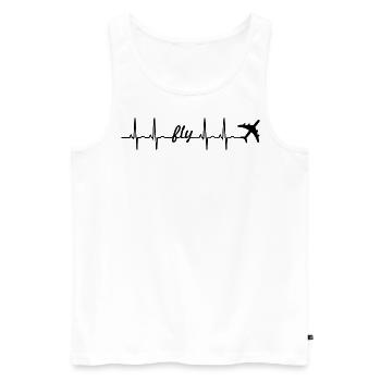 Heartbeat ECG fly, airplane (heartbeat) - Men's Premium Organic Tank Top - white - Front - Michal (187cm)