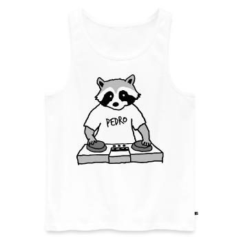 Waschbär Pedro DJ - Männer Premium Bio Tank Top - Weiß - Vorne - Michal (187cm)