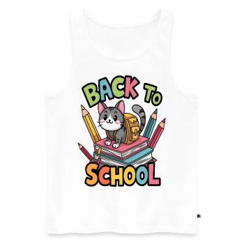 Un chat adorable prêt pour la rentrée scolaire - Débardeur bio Premium Homme - blanc - Devant - Michal (187cm)