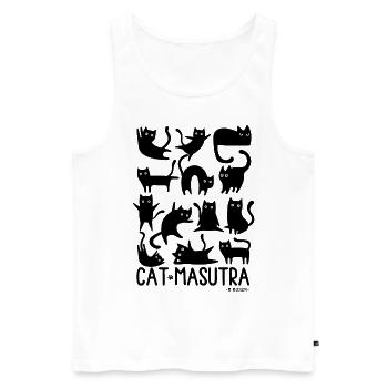 Katze Masutra - Männer Premium Bio Tank Top - Weiß - Vorne - AI Model Male 178 light (178cm)