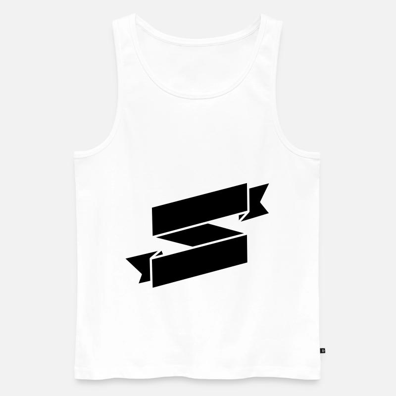 Schwarzer Ribbon Banner - Männer Premium Bio Tank Top - Weiß