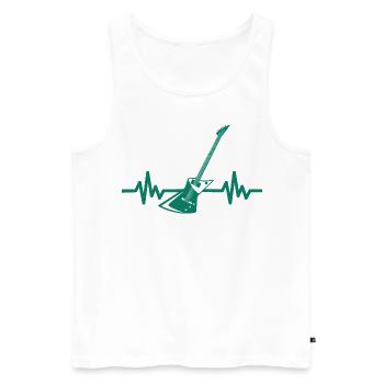 Herzschlag Gitarre - Rock 'n' Roll Punk Band Metal - Männer Premium Bio Tank Top - Weiß - Vorne - Michal (187cm)