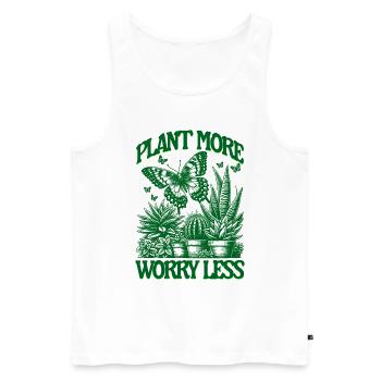 PLANT MORE WORRY LESS Gardening - Men's Premium Organic Tank Top - white - Front - AI Model Male 178 light (178cm)