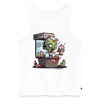 Brainy Beverages - Men's Premium Organic Tank Top - white - Front - AI Model Male 178 light (178cm)