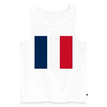 France Paris Tour Eiffel Français Flag Fun - Débardeur bio Premium Homme - blanc - Devant - AI Model Male 178 light (178cm)