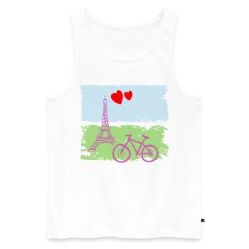 Paris Tour Eiffel France Baguette Ville Amour - Débardeur bio Premium Homme - blanc - Devant - AI Model Male 178 light (178cm)